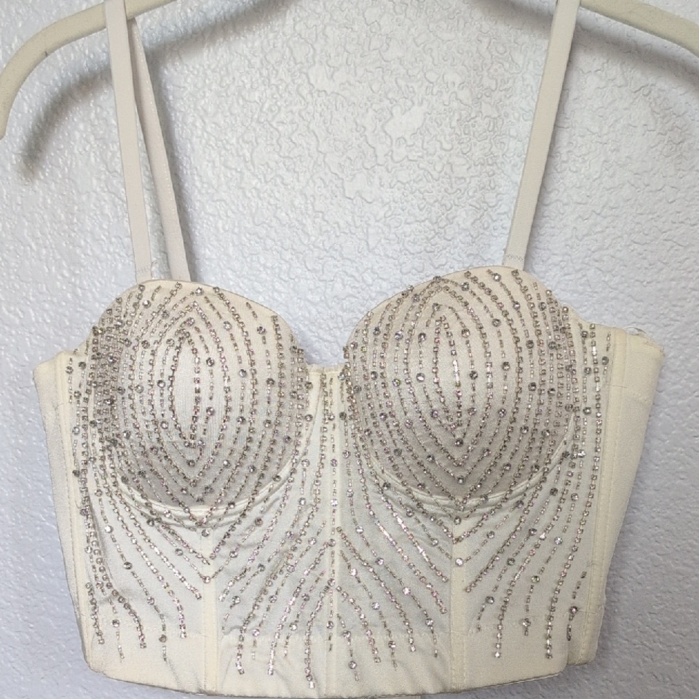 Chic Cream Beaded Bustier